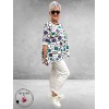 Frenzi Shirt Flatterend Multi Lila/Groen