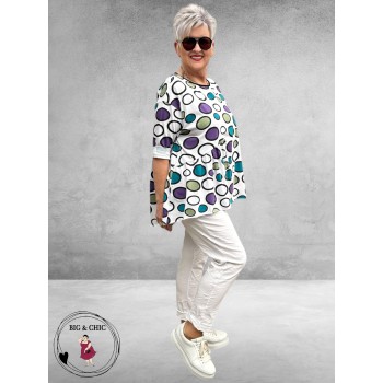 Frenzi Shirt Flatterend Multi Lila/Groen