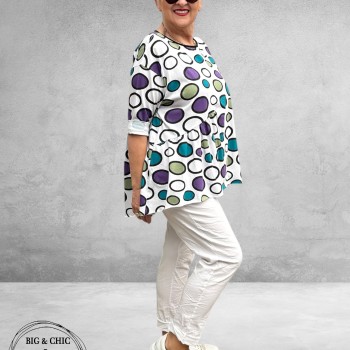 Frenzi Shirt Flatterend Multi Lila/Groen