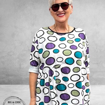 Frenzi Shirt Flatterend Multi Lila/Groen