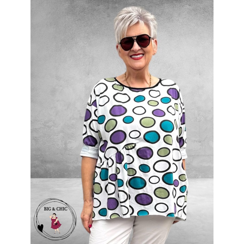 Frenzi Shirt Flatterend Multi Lila/Groen