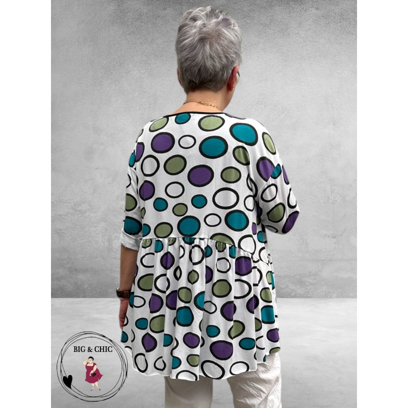 Frenzi Shirt Flatterend Multi Lila/Groen