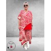 Frenzi Tweedelige Pak Kunstzinnig Parijs Rood/Wit