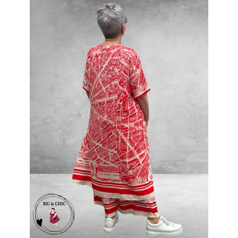Frenzi Tweedelige Pak Kunstzinnig Parijs Rood/Wit