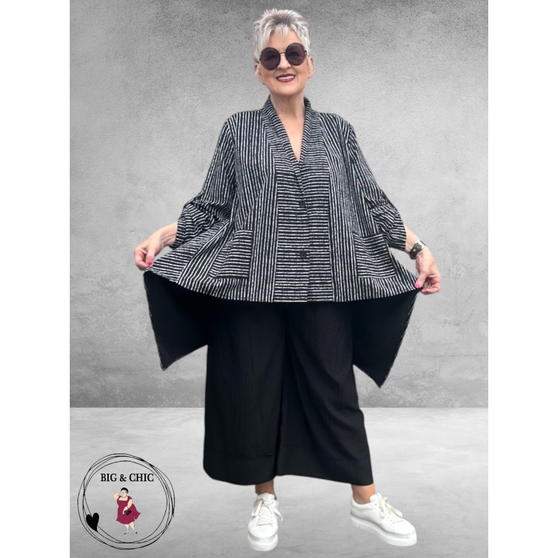 Frenzi Jasje/Blouse A-lijn Zwart-Strepen