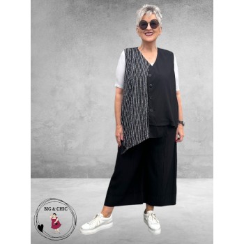 Frenzi Gilet Asymmetrisch Zwart Strepen