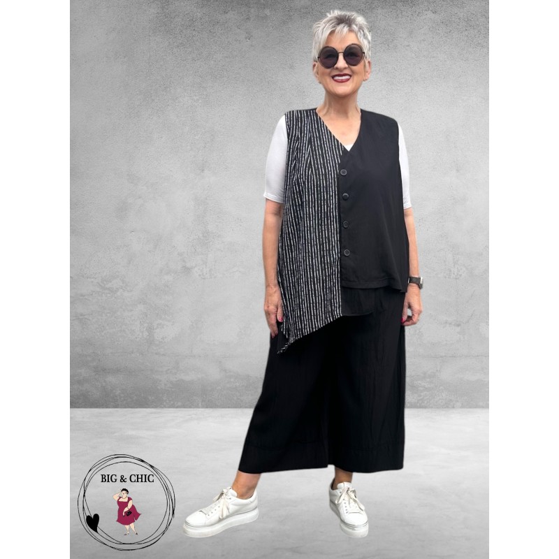 Frenzi Gilet Asymmetrisch Zwart Strepen