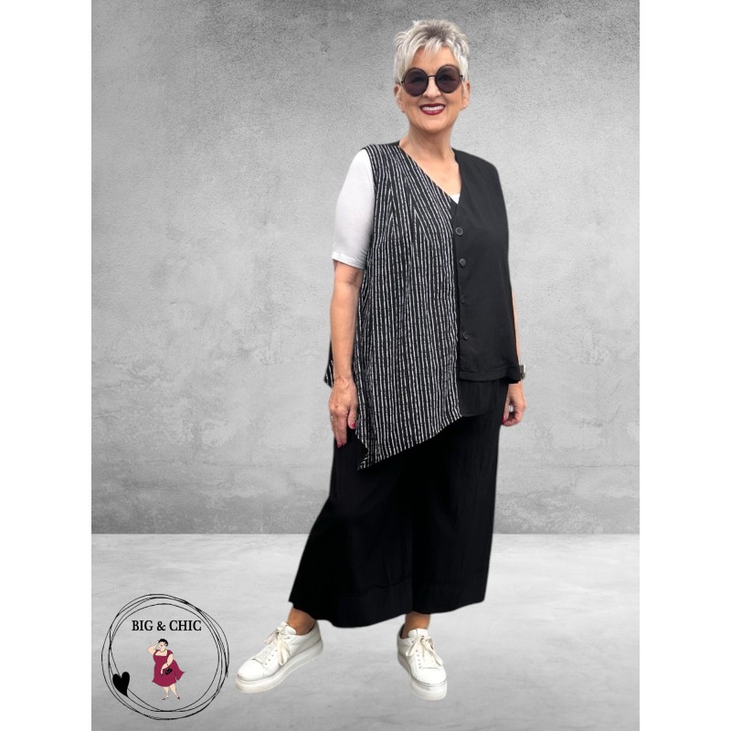Frenzi Gilet Asymmetrisch Zwart Strepen