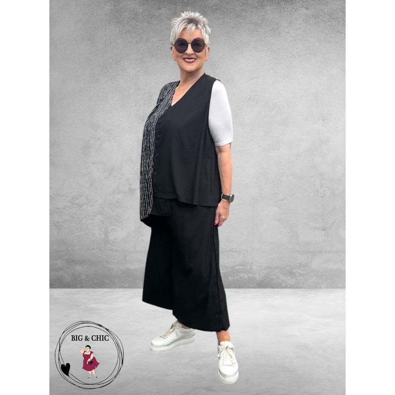 Frenzi Gilet Asymmetrisch Zwart Strepen