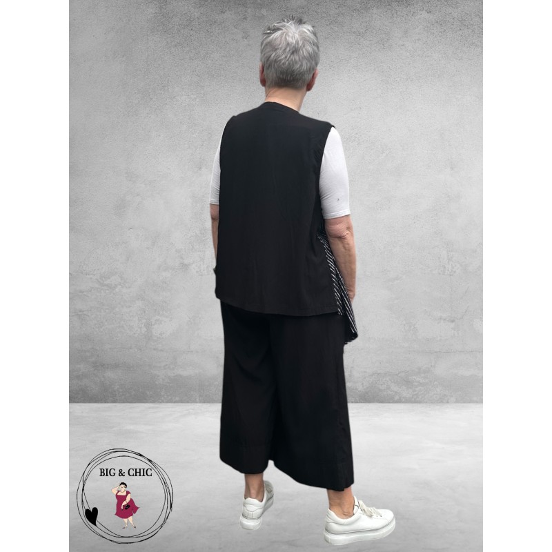 Frenzi Gilet Asymmetrisch Zwart Strepen