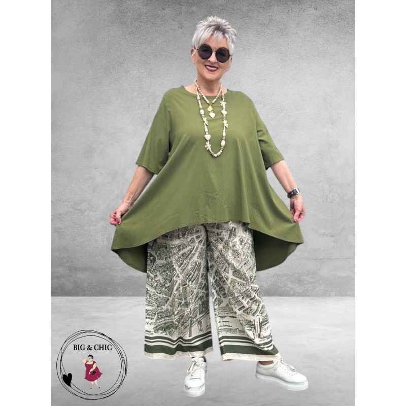 Frenzi Shirt/Tuniek High Low Olijfgroen