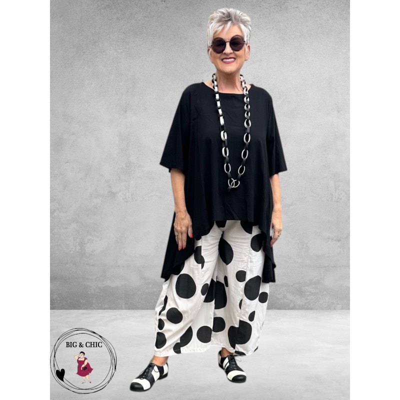 Frenzi  Broek Wijd Zwart-Wit-Dots
