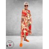 Frenzi Jurk A-Lijn Florale Print Rood/Beige