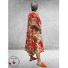 Frenzi Jurk A-Lijn Florale Print Rood/Beige