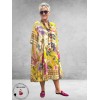 Frenzi Jurk A-Lijn Florale Print Groen/Beige