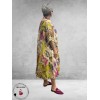 Frenzi Jurk A-Lijn Florale Print Groen/Beige