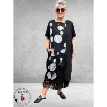 Frenzi Ballonjurk Zwart/Grijs Dots 