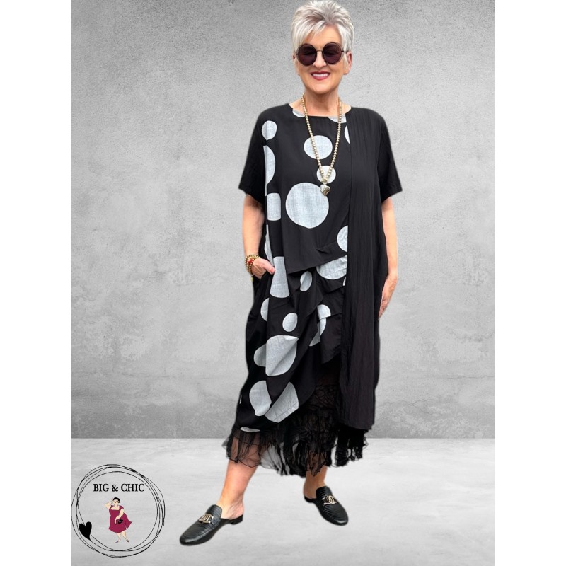 Frenzi Ballonjurk Zwart/Grijs Dots 
