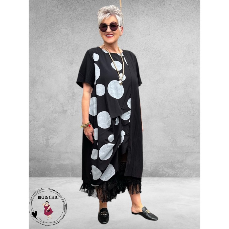Frenzi Ballonjurk Zwart/Grijs Dots 
