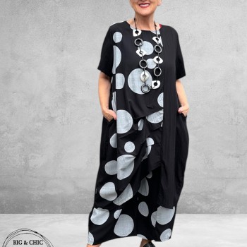 Frenzi Ballonjurk Zwart/Grijs Dots 