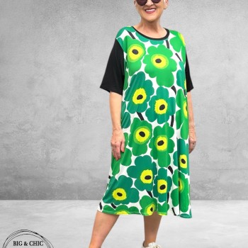 Frenzi Jurk Retro Flower Groen