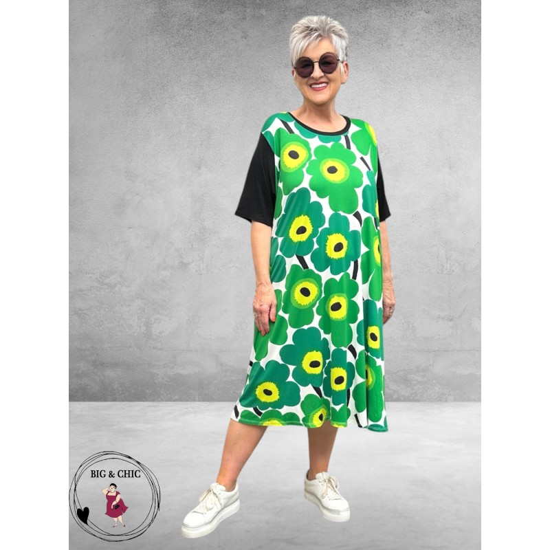 Frenzi Jurk Retro Flower Groen