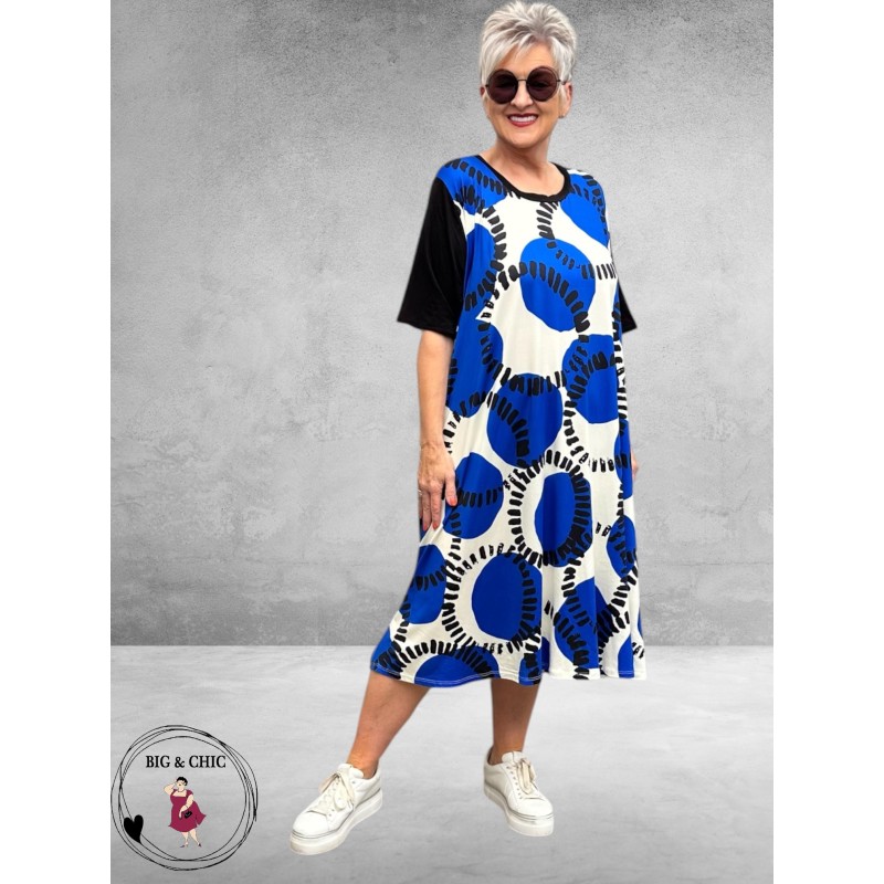 Frenzi Jurk Retro Flower Blauw