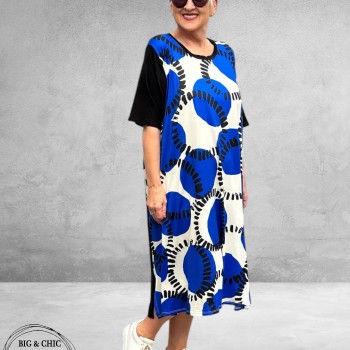 Frenzi Jurk Retro Flower Blauw