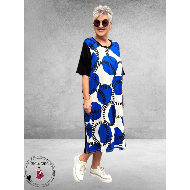 Frenzi Jurk Retro Flower Blauw