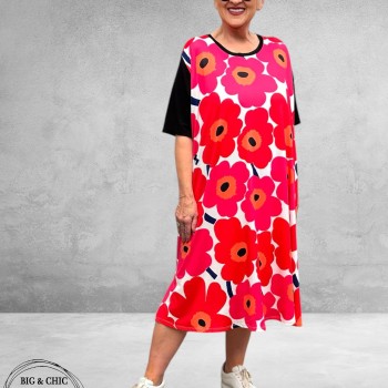 Frenzi Jurk Retro Flower Rood