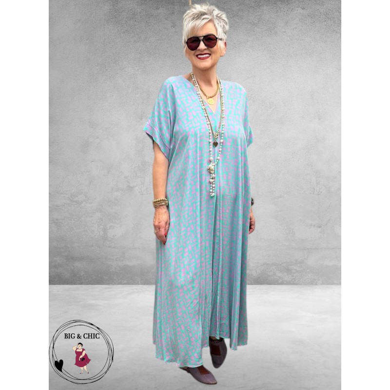 FRENZI Jurk Lang Graphic Mint-Lila