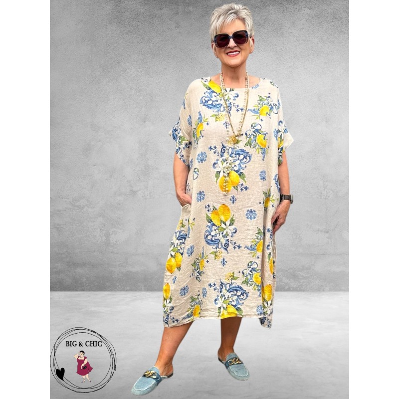 Frenzi Jurk Linnen Mediterraneo Creme