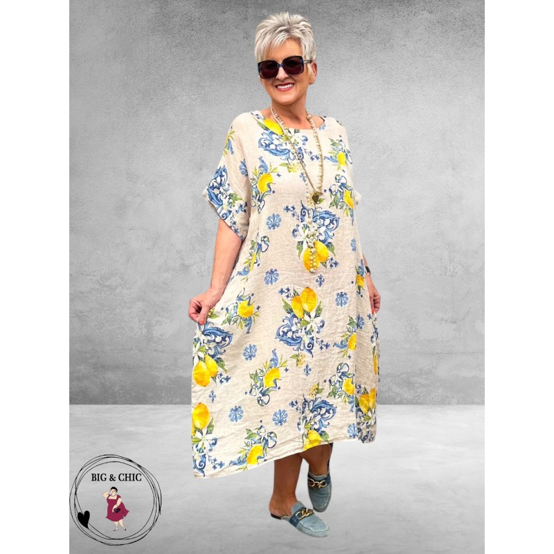 Frenzi Jurk Linnen Mediterraneo Creme