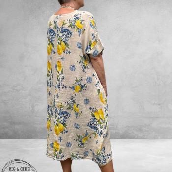 Frenzi Jurk Linnen Mediterraneo Creme