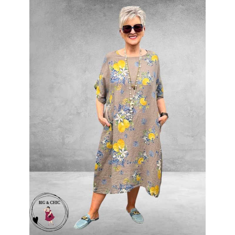 Frenzi Jurk Linnen Mediterraneo Taupe