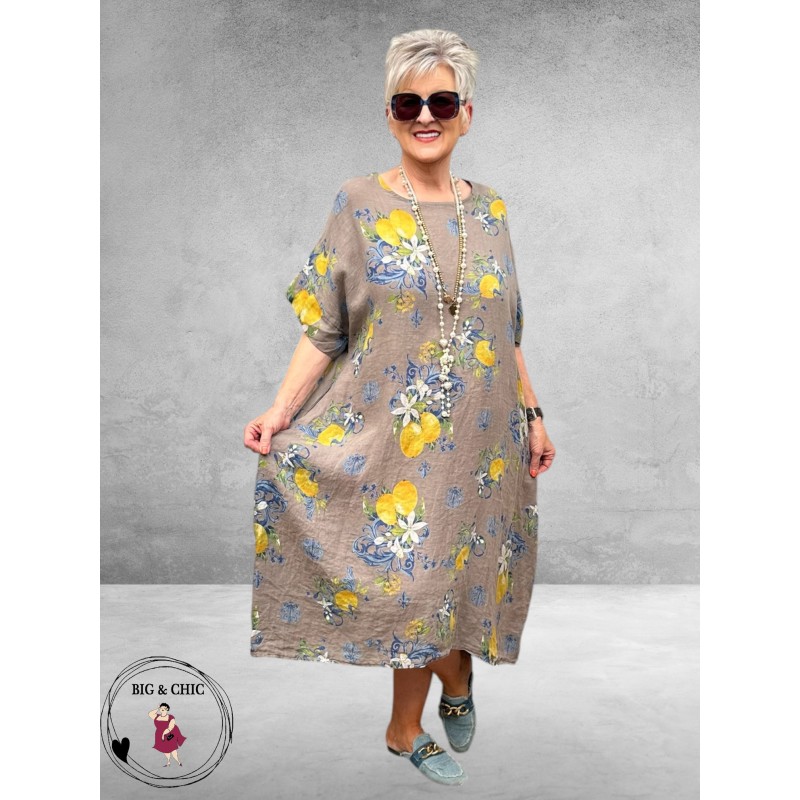 Frenzi Jurk Linnen Mediterraneo Taupe