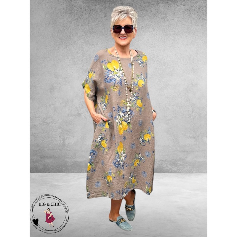 Frenzi Jurk Linnen Mediterraneo Taupe