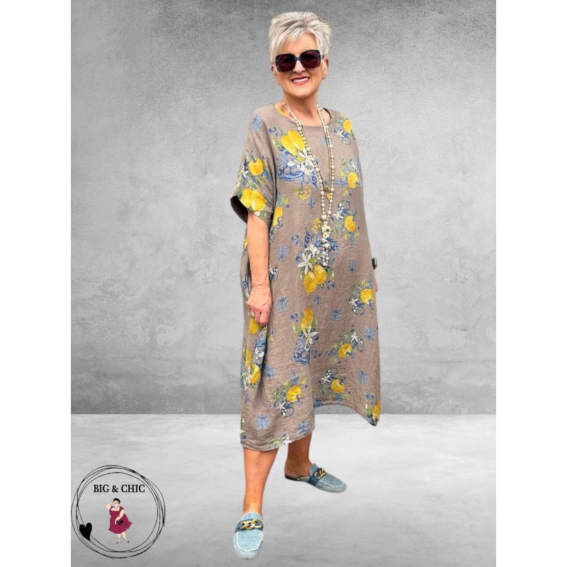Frenzi Jurk Linnen Mediterraneo Taupe