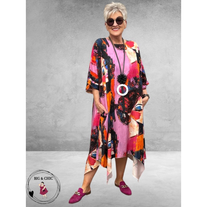 Frenzi Jurk Art Faces Roze