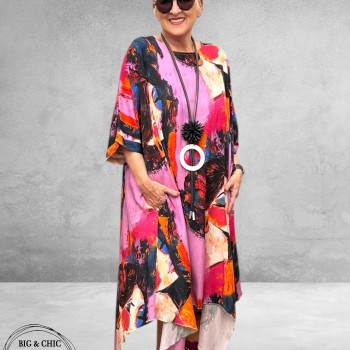 Frenzi Jurk Art Faces Roze