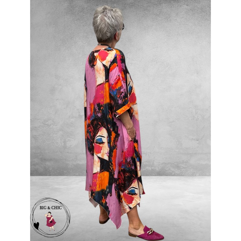 Frenzi Jurk Art Faces Roze
