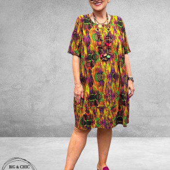 Frenzi Tuniek/Jurk Suus Geel/Fuchsia