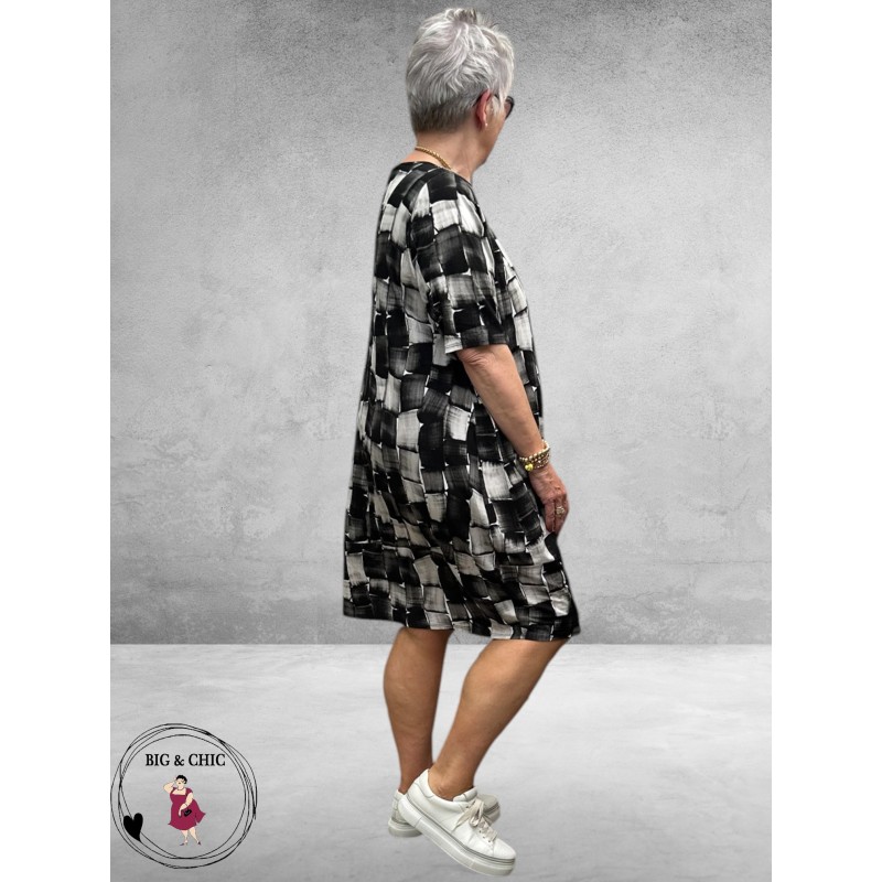 Frenzi Tuniek/Jurk Suus Zwart/Grijs/Wit