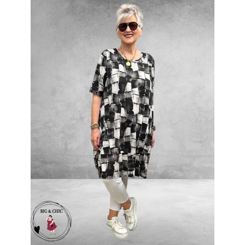 Frenzi Tuniek/Jurk Suus Zwart/Grijs/Wit