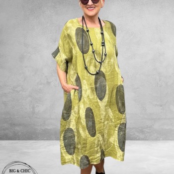 Frenzi Jurk Linnen Kiwi Dots