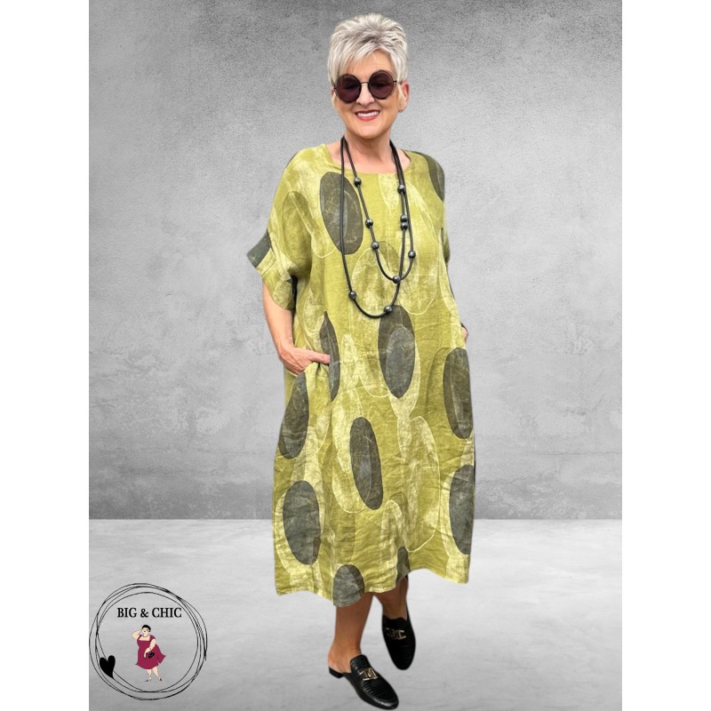 Frenzi Jurk Linnen Kiwi Dots