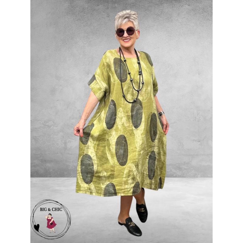 Frenzi Jurk Linnen Kiwi Dots