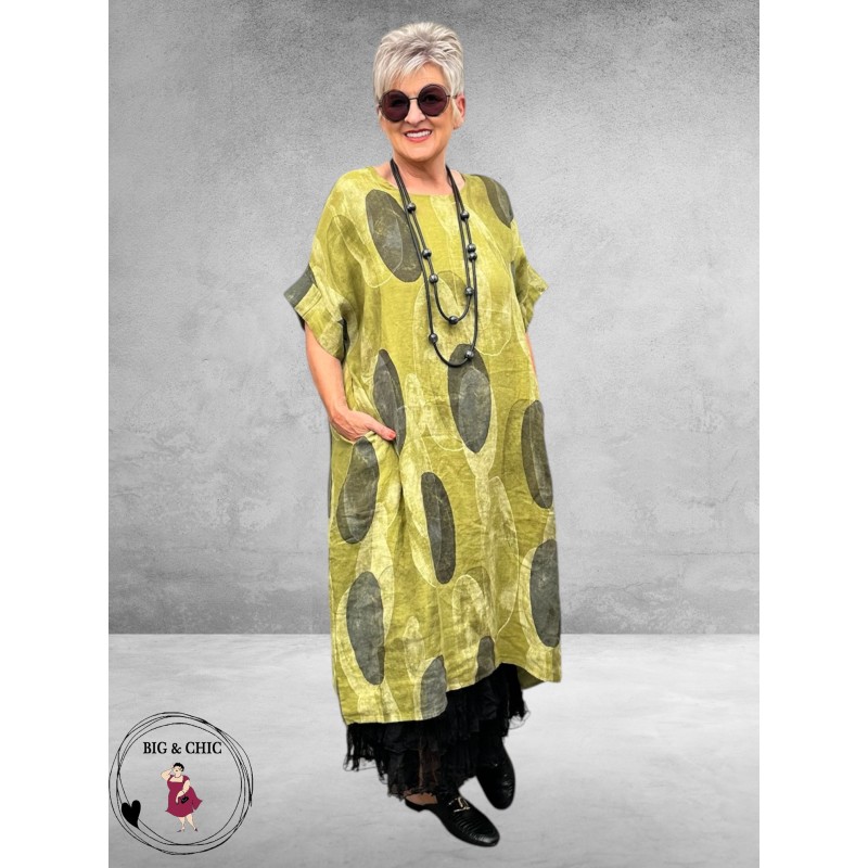 Frenzi Jurk Linnen Kiwi Dots