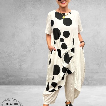 Frenzi Ballonjurk Wit/Zwart Dots 