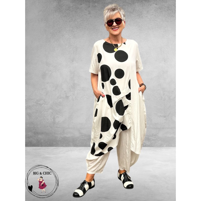 Frenzi Ballonjurk Wit/Zwart Dots 